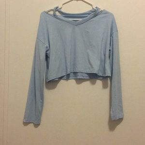 Blue long sleeve cropped shirt